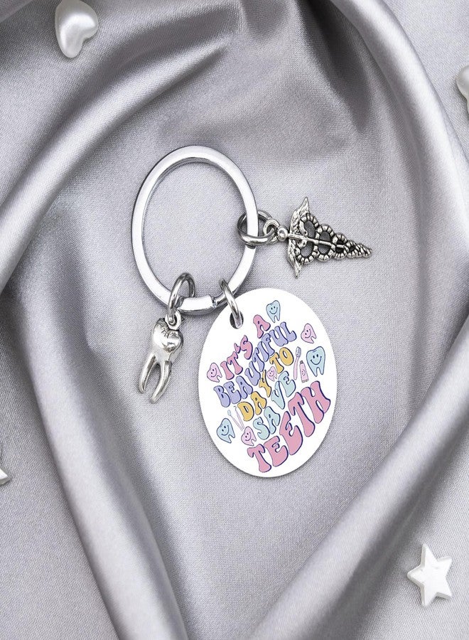 MOEXUKO Dental Assistant Accessories Dental Hygienist Gifts Dentist Assistant Keychain Dentist Appreciation Gifts for Women Friends Coworkers Birthday Thanksgiving Christmas Gift Teeth Themed Keyring - Image 3